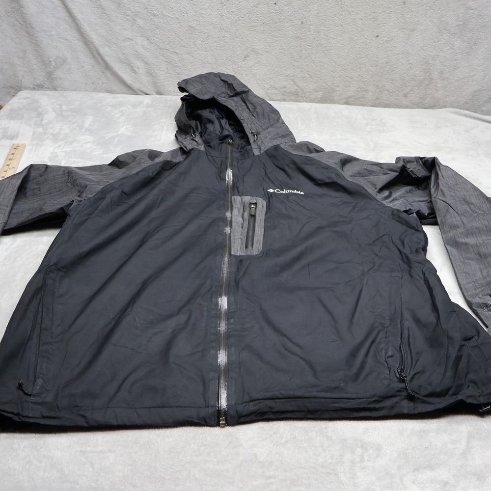 Columbia Jacket Women 3X Black Omni-Heat Rain Tach II Full Zip Waterproof Hooded
